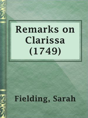 cover image of Remarks on Clarissa (1749)